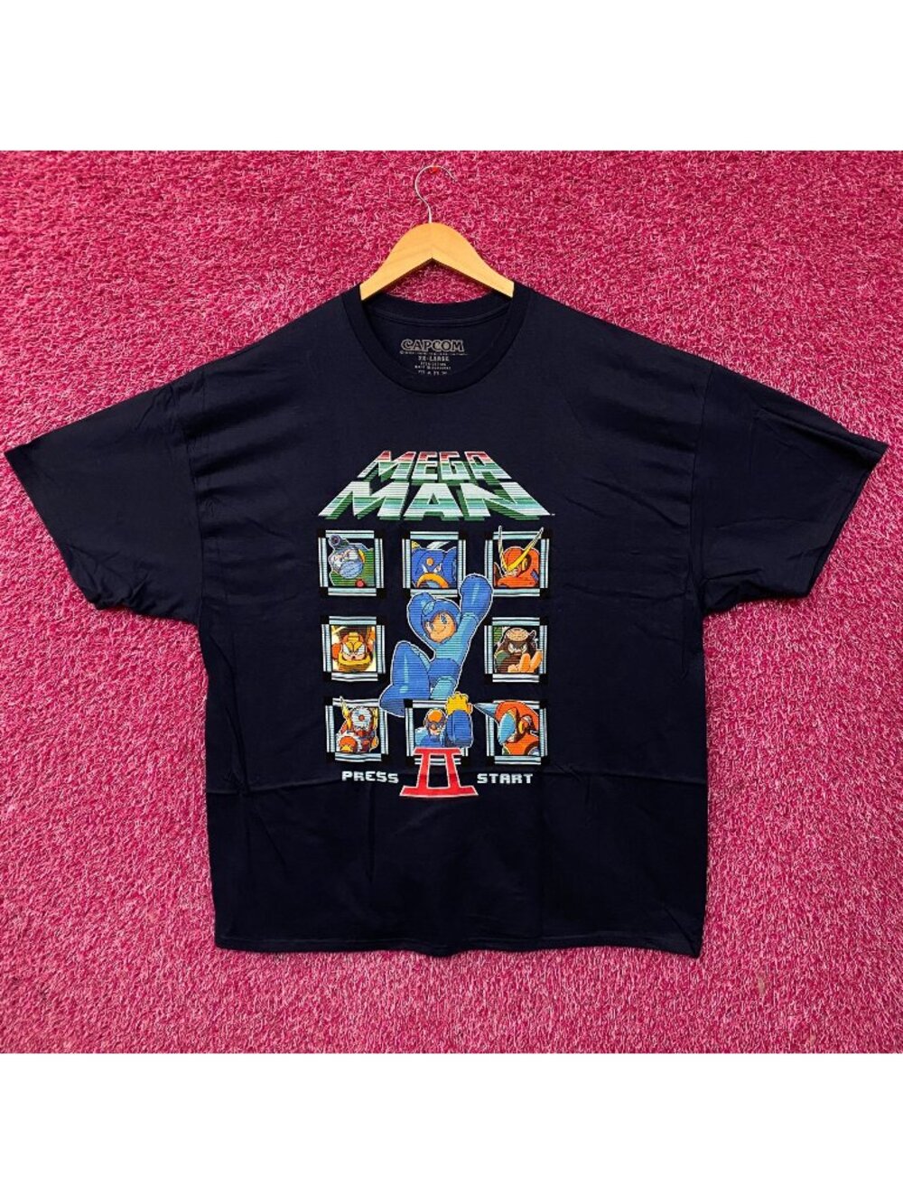 Mega Man Press Start II Retro Graphic T-Shirt 2XL